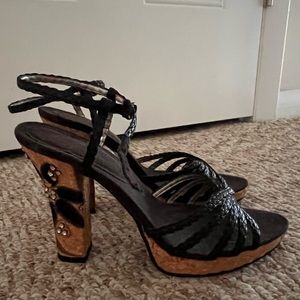 Rampage Black Strappy Embellished Platform Sandals 8 1/2